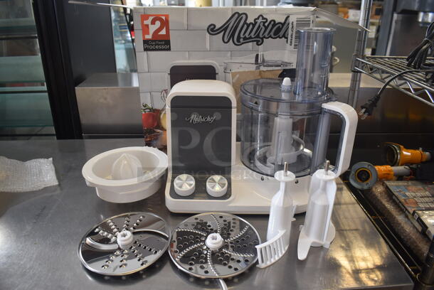 IN ORIGINAL BOX! Nutrichef NCFP8 Metal Countertop Food Processor w/ 2 Grating Blades and S Blade. 120 Volts, 1 Phase. 15x9x15 - Image 1 of 9