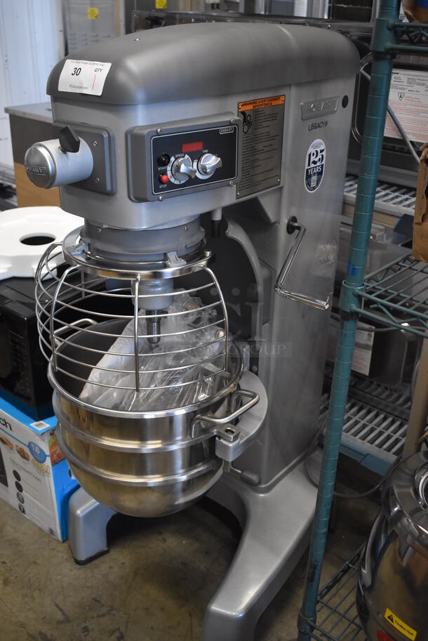 BRAND NEW SCRATCH AND DENT! Hobart Legacy HL300 Metal Commercial Floor Style 30 Quart Planetary Dough Mixer w/ Stainless Steel Mixing Bowl, Bowl Guard, Whisk, Paddle and Dough Hook Attachments. Consignor Has Stated That This Unit Has Transmission Issues. 100-120 Volts, 1 Phase. 23x30x50 - Image 6 of 11