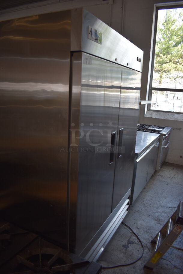 Avantco 178A49FHC Stainless Steel Commercial 2 Door Reach In Freezer w/ Poly Coated Racks on Commercial Casters. 115 Volts, 1 Phase. Tested and Does Not Power On - Image 3 of 8