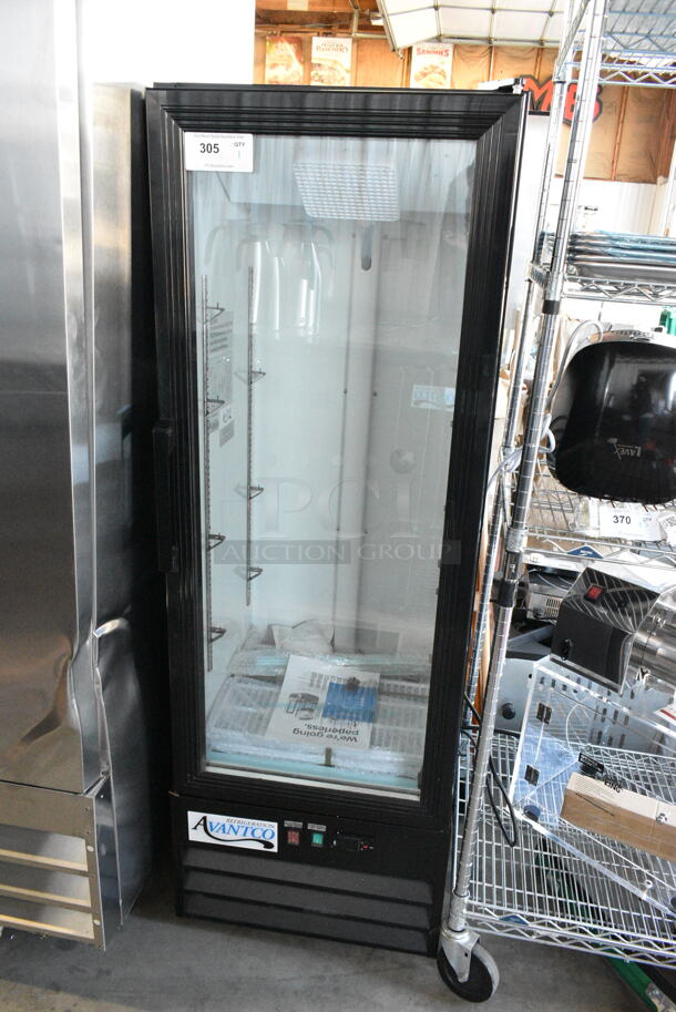 Avantco 178GDC10HCB Metal Commercial Single Door Reach In Cooler Merchandiser. 115 Volts, 1 Phase. Tested and Does Not Power On - Image 1 of 5