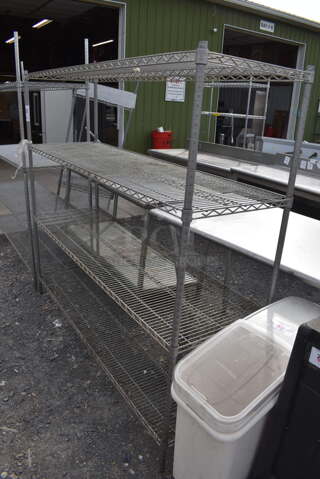 Gray Finish 4 Tier Wire Shelving Unit. BUYER MUST DISMANTLE. PCI CANNOT DISMANTLE FOR SHIPPING. PLEASE CONSIDER FREIGHT CHARGES. 72x21x64