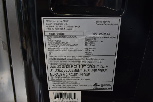 BRAND NEW SCRATCH AND DENT! Danby DPA140B8BDB 14,000 BTU Portable Air Conditioner Ionizer, Wireless Connect. 115 Volts, 1 Phase. Tested and Working! - Image 7 of 8