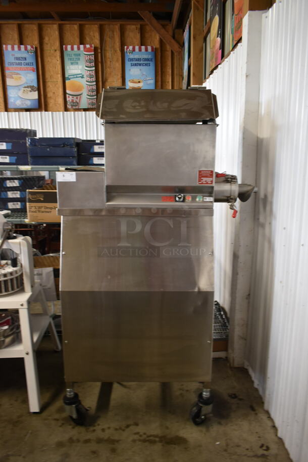 Superior HDMF62 Stainless Steel Commercial Floor Style Horizontal Tortilla Masa Extruder Feeder on Commercial Casters. 208 Volts, 3 Phase.  - Image 2 of 9