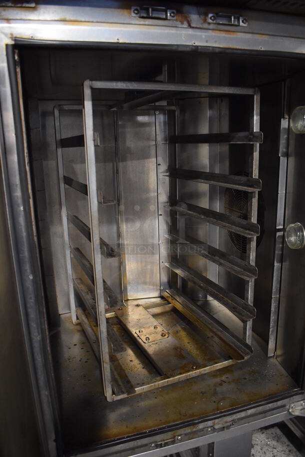 Baxter OV310E Stainless Steel Commercial Floor Style Electric Powered Mini Rotating Rack Oven w/ Pan Rack on Commercial Casters. 208 Volts, 3 Phase. 48x36x75 - Image 6 of 11