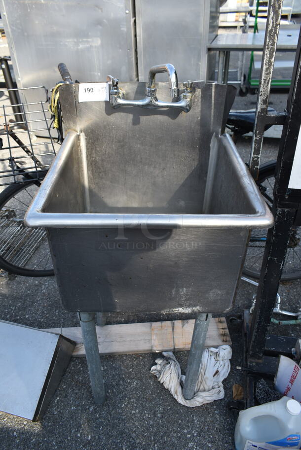 Stainless Steel Commercial Single Bay Sink w/ Faucet and Handles. - Image 1 of 4