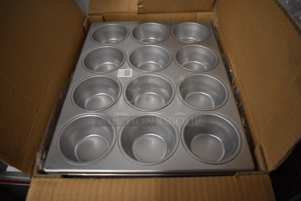 Box of 6 BRAND NEW! Focus Metal 12 Cup Pecan Roll Baking Pans. 13.5x18x2