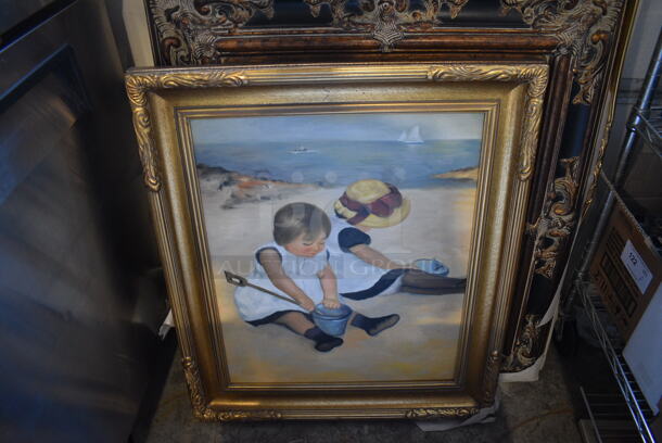5 Various Framed Pictures; Dancer, Party, Beach, Woman at Wall and Vase. Includes 31x2x43. 5 Times Your Bid! - Image 4 of 6