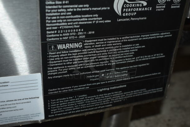 BRAND NEW SCRATCH AND DENT! 2022 Cooking Performance Group 351GMCPG48NL Stainless Steel Commercial Countertop Natural Gas Powered Flat Top Griddle. 120,000 BTU.  - Image 7 of 7