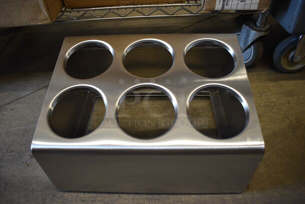 2 BRAND NEW IN BOX! Stainless Steel Countertop Silverware Holder w/ 6 Cut Outs. 15x12x8. 2 Times Your Bid!