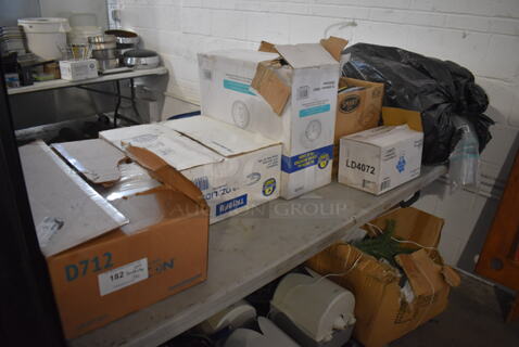 ALL ONE MONEY! Lot of Various Items on Tabletop Including Plastic Lids and Napkins