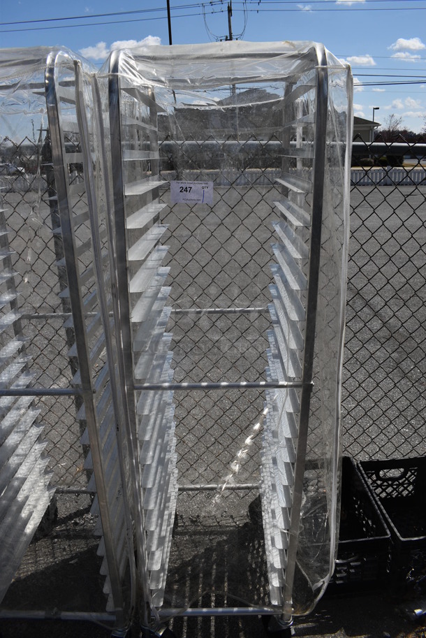 Metal Commercial Pan Transport Rack w/ Clear Cover on Commercial Casters. 18.5x26x69.5 - Image 1 of 3