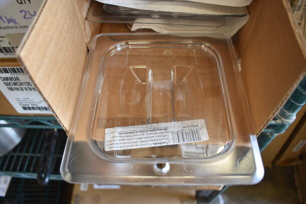 ALL ONE MONEY! Lot of 24 BRAND NEW IN BOX! Cambro 60CWCH135 Clear Poly 1/6 Size Drop In Bin Lids