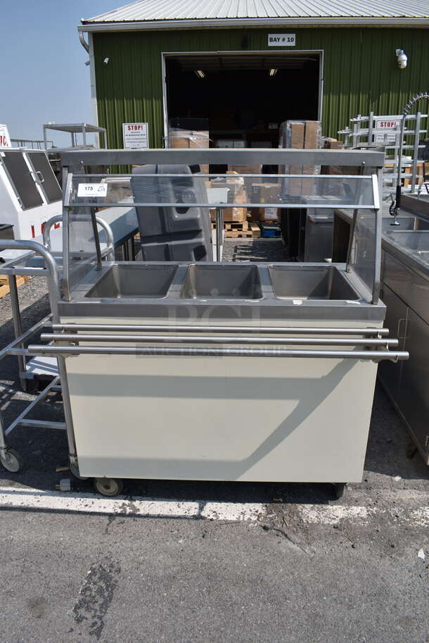 Duke E303-25PG M 3 Bay Hot Food Well w/ Sneeze Guard on Commercial Casters. 120 Volt. Cannot Test Due To Plug Style - Image 1 of 5