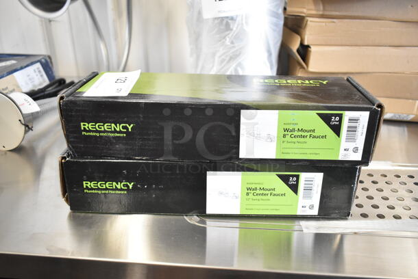 2 BRAND NEW SCRATCH AND DENT! Regency Faucets; 600FW88 Wall Mount Faucet with 8" Centers and 8" Swing Spout and 600FWM812 Wall Mount Faucet with 8" Centers and 12" Swing Spout. 2 Times Your Bid! - Image 2 of 4