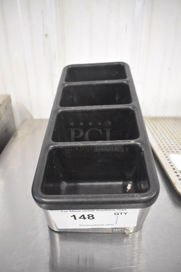 Server Stainless Steel Countertop 4 Compartment Holder. 6x13x7