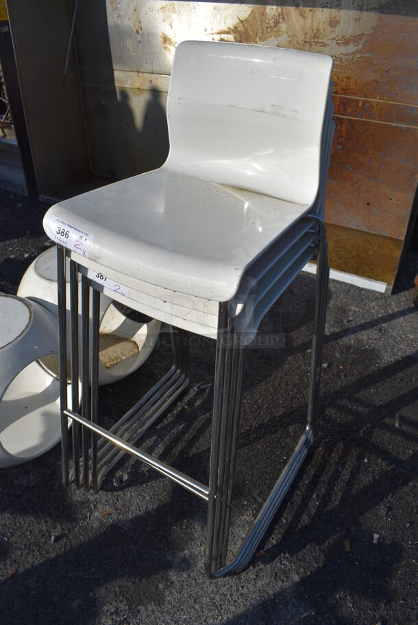 2 White Bar Height Chair on Chrome Finish Metal Legs. 19x21x39. 2 Times Your Bid! - Image 2 of 3