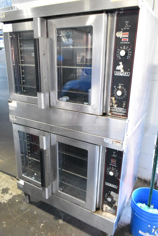 2 Hobart HGC5-10 Stainless Steel Commercial Natural Gas Powered Full Size Convection Oven w/ View Through Doors, Metal Oven Racks and Thermostatic Controls. 2 Times Your Bid!  - Image 1 of 7