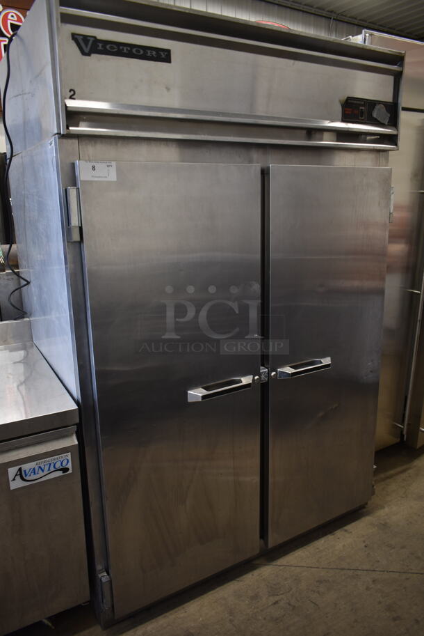Victory RA-2D-S7 Stainless Steel Commercial 2 Door Reach In Cooler w/ Metal Racks. 115 Volts, 1 Phase. Tested and Working!