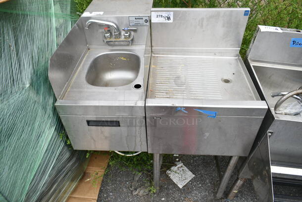 Krowne KR18-14S-FL Stainless Steel Commercial Single Bay Sink and Stainless Steel Drain Board. w/ Faucet and Handles.  - Image 1 of 5