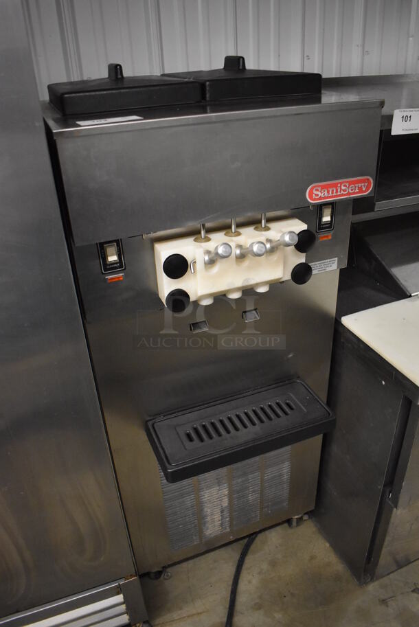 SaniServ W5273P Stainless Steel Commercial Floor Style Air Cooled 2 Flavor w/ Twist Soft Serve Ice Cream Machine on Commercial Casters. 208-230 Volts, 3 Phase. 24x23x59 - Image 3 of 9