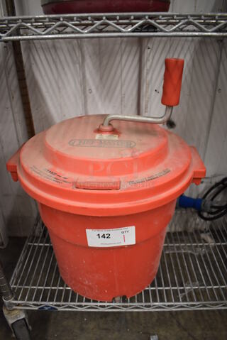 Chef Master Red Poly Lettuce Spinner Salad Spinner. 18x16x23