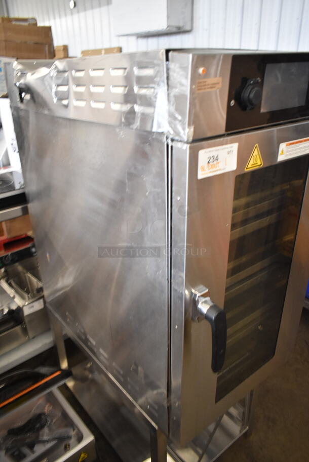 2019 Alto Shaam VMC H4H Stainless Steel Commercial Electric Powered Half-Size Vector H Multi Cook Oven on Stand. See Pictures For Side Dent and Crack in Screen. 208-240 Volts, 3 Phase. - Image 2 of 6