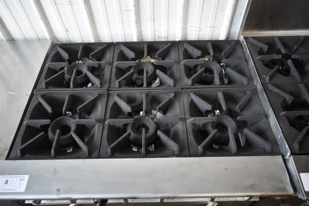 Bakers Pride Stainless Steel Commercial Natural Gas Powered 6 Burner Range w/ Oven.  - Image 2 of 5