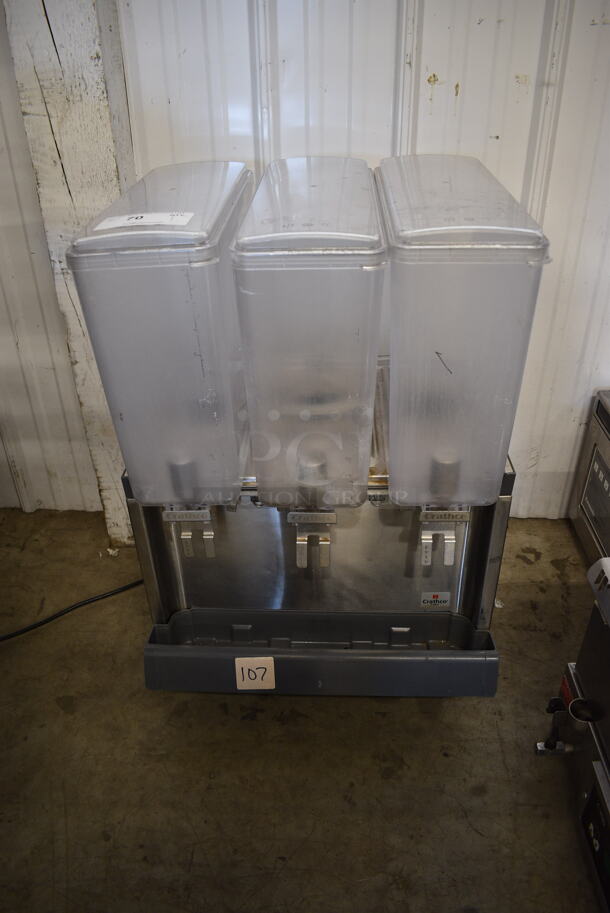 Crathco Commercial Stainless Steel Countertop Cold Beverage Dispenser With 3 Bowls.120V. Tested and Does Not Cool - Image 1 of 5