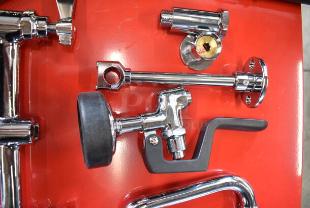 BRAND NEW SCRATCH AND DENT! Lot of Regency 600PRA Pre-Rinse Add-On Faucet Base, Handles and Spray Nozzle Attachment.  - Image 4 of 8