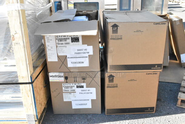 BRAND NEW! 2 American Panel Walk In Boxes; 7'x10' Cooler and 4'x10' Walk In Freezer That Make Up 1 
 11.5'x10' Combo Walk In Box w/ Bohn BEL0045BS6EEAB0200 230 Volt, 1 Phase Evaporator Fan, Bohn BEL0060BS6AMAB0200 230 Volt, 1 Phase Evaporator Fan, Copeland FFAL-A14Z-CFV-075 208-230 Volt, 1 Phase Compressor, Copeland Compressor, 2 Box Strip Curtains. 2 Times Your Bid! - Image 12 of 12