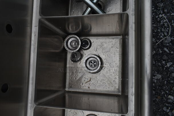 BRAND NEW SCRATCH AND DENT! KoolMore KM-SC151514-15B316 Stainless Steel 75 In Three Compartment Commercial Sink, Bowl Size 15x15x14, 16 Gauge Stainless-Steel With 2 Drainboards - Image 4 of 8