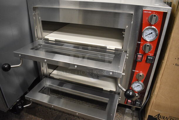 BRAND NEW! Avantco Model 177DPO18DD Stainless Steel Commercial Countertop Double Deck Pizza Oven w/ Stones. 240 Volts, 1 Phase. 28x22x26.5 - Image 6 of 8