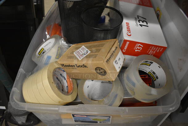 ALL ONE MONEY! Lot of 3 Clear Bins of Various Office Supplies! - Image 5 of 7