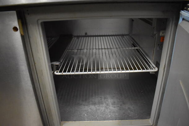 Randell 8383N Stainless Steel Commercial Prep Table w/ Drop In Bins and 2 Over Shelves on Commercial Casters. 115 Volts, 1 Phase. 83x33x73. Tested and Working! - Image 7 of 10