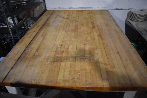 Butcher Block Tabletop on Wooden Legs. 72x49x34 - Image 3 of 6