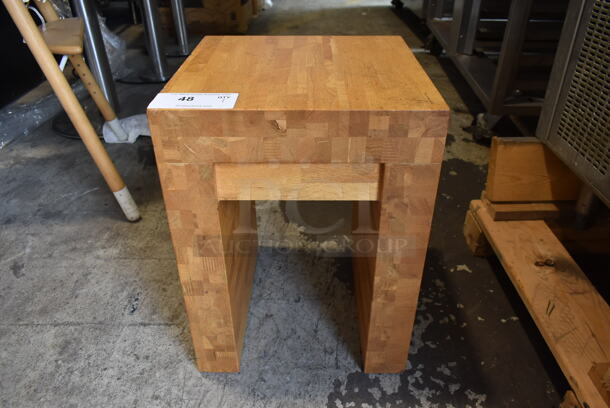 Wooden Butcher Block Table.  - Image 1 of 3