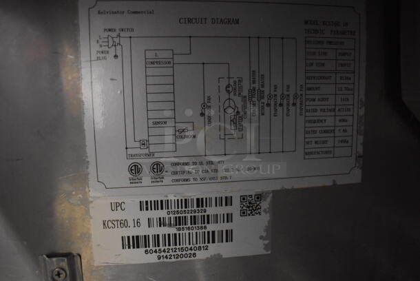 Kelvinator KCST60.16 Stainless Steel Commercial Sandwich Salad Prep Table Bain Marie Mega Top on Commercial Casters. 115 Volts, 1 Phase. 60.5x30.5x42. Tested and Working! - Image 6 of 7