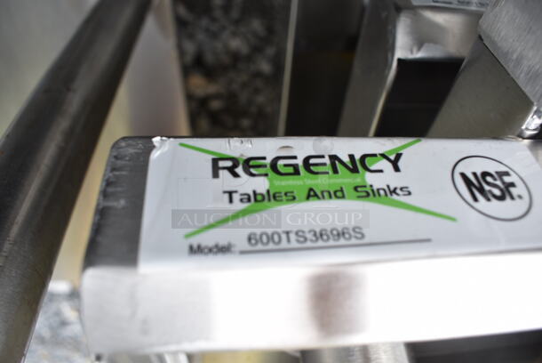 3 BRAND NEW SCRATCH AND DENT! Regency  16-Gauge 304 Stainless Steel Commercial Work Tabletop. 2 600TS3696S 36" x 96" and 1 600TS3096S 30" x 96" Tabletops ONLY. 3 Times Your Bid! - Image 5 of 5