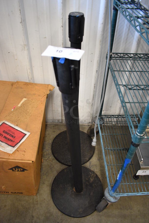 2 Tensabarrier Metal Stanchions. 14x14x40. 2 Times Your Bid!