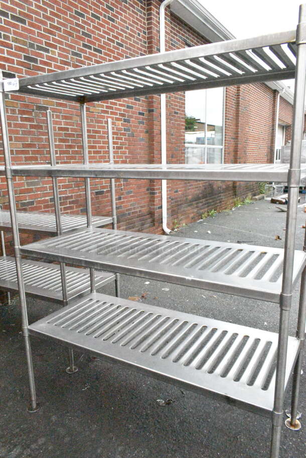 Metal 4 Tier Dunnage Style Shelving Unit. BUYER MUST DISMANTLE. PCI CANNOT DISMANTLE FOR SHIPPING. PLEASE CONSIDER FREIGHT CHARGES. - Image 1 of 2
