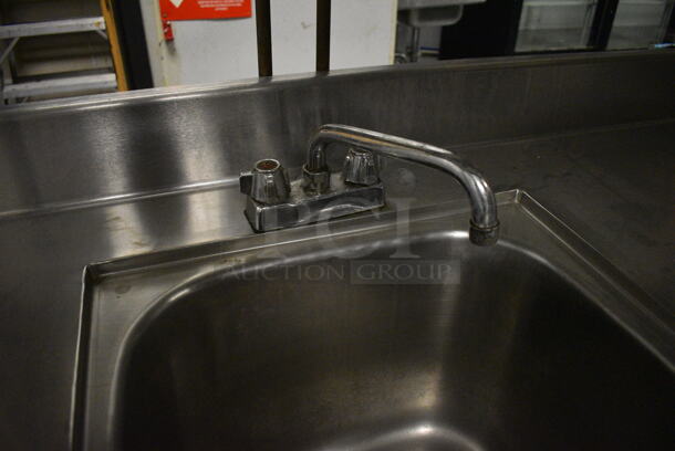 Stainless Steel Single Bay Sink w/ Faucet, Handles, Back Splash and Under Shelf. 48x30x39. BUYER MUST REMOVE. (kitchen) - Image 3 of 6