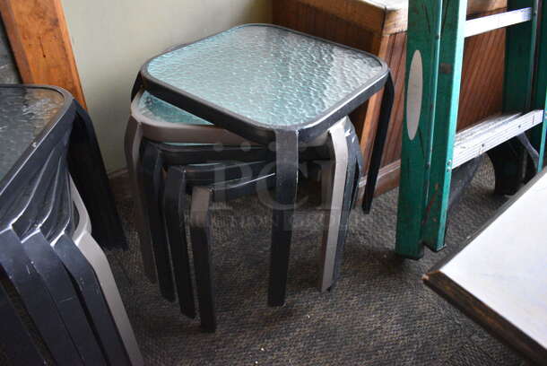 10 Brown Metal Stools w/ Clear Countertop. BUYER MUST REMOVE. 16x16x17. 10 Times Your Bid! (Susquehanna Ale House) - Image 3 of 4