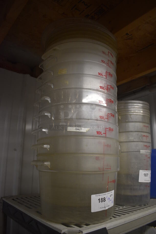ALL ONE MONEY! Lot of 9 Clear Poly 12 Quart Containers w/ 6 Lids. 14x12x8.5 - Image 2 of 3