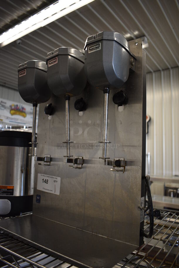 Waring Stainless Steel Commercial Countertop 3 Head Milkshake Drink Mixer. 14.5x8x20. Tested and Does Not Power On - Image 3 of 5