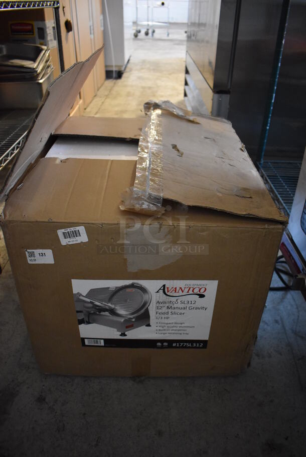BRAND NEW IN BOX! Avantco SL312 Stainless Steel Commercial Countertop Meat Slicer w/ Blade Sharpener. 115 Volts, 1 Phase. 23x18x17. Tested and Working! - Image 9 of 9