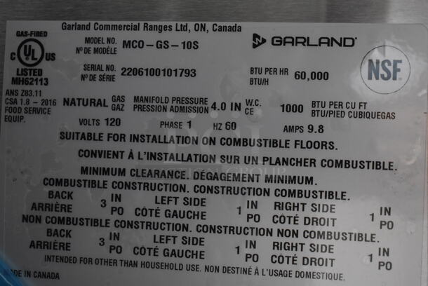 2 BRAND NEW SCRATCH AND DENT! 2022 Garland MCO-GS-10S Master 200 Natural Gas Powered Full Size Convection Ovens w/ View Through Doors, Metal Oven Racks and Thermostatic Controls. 60,000 BTU. 38x38x71. 2 Times Your Bid! - Image 11 of 11