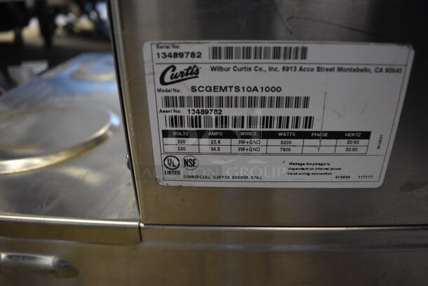 Curtis SCGEMTS10A1000 Stainless Steel Commercial Countertop Coffee Machine w/ Hot Water Dispenser. 220 Volts, 1 Phase.  - Image 4 of 5