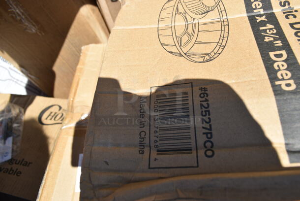 PALLET LOT of 25 BRAND NEW Boxes Including 129MCS323CB Choice Black 3- Compartment Microwavable Heavy Weight Container, 3 Box Dart Y14 Conex Galaxy 14 oz. Translucent Plastic Cold Cup - 1000/Case, 612527PCO Choice 7" Round Standard Weight Foil Take-Out Pan with Dome Lid - 200/Case, 795KFTL50PE Choice 44-50 oz. Round PET Take-Out Lid - 300/Case, 612527PCO Choice 7" Round Standard Weight Foil Take-Out Pan with Dome Lid, Eilat 9" Plates, Lemon Scented Wet Towelette, 612OB4LB Choice 4 lb. Oblong Foil Take-Out Container - 250/Case. 25 Times Your Bid!  - Image 9 of 12