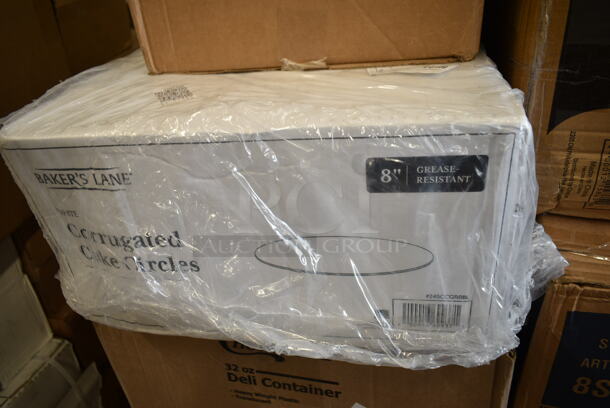 PALLET LOT of 25 BRAND NEW Boxes Including Choice Soup Containers, 3 Box Bare Solo Plastic Lids, LG8R Solo Lids, Dart 8SJ20 8 oz. Extra Squat White Customizable Foam Food Container - 1000/Case, 500CC10 Choice 10 oz. Clear PET Plastic Cold Cup - 1000/Case, 500LFLAT Choice Clear Flat Lid with Straw Slot - 9, 12, 16, 20, and 24 oz. - 1000/Case, 128HD32BULK ChoiceHD 32 oz. Microwavable Translucent Plastic Deli Container - 480/Case, 245CCGR8BL Baker's Lane 8" White Corrugated Grease-Resistant Cake Circle - 100/Case, 4558011390 24 oz. Transparent Assorted Jewel Color Heavy-Duty 1/2 Yarder with Lid and Straw - 33/Case, 2 Box 346BKTSNM Choice Medium Weight Black Wrapped Plastic Cutlery Set with Napkin - 250/Case, 612FHL1230 Foil Steam Table Pan Lid - Half Size, 395TO961 EcoChoice 9" x 6" x 3" Compostable Sugarcane / Bagasse 1 Compartment Take-Out Container - 200/Case, 2650811022K Cres Cor 0811 022 K Heater Kit, Moffat M000033 NEMA 6-50P Power Cord for USE32T5 and E32D5-2 Series, Kraft Food Trays. 25 Times Your Bid! - Image 8 of 12