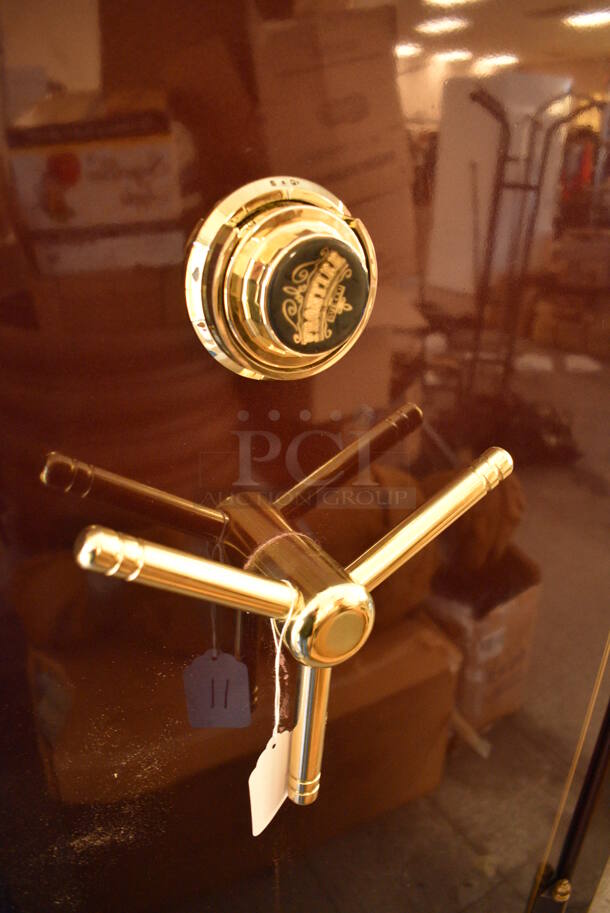 EXCELLENT CONDITION! Frontier FI640 Brown Metal Single Door Full Size Reach In Climate Controlled Safe. Comes w/ Combination! - Image 9 of 12